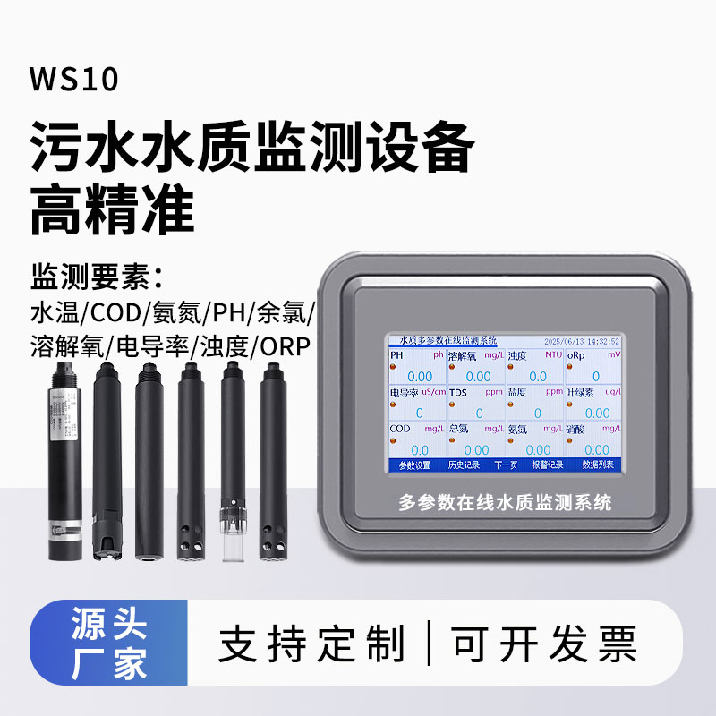 污水水質(zhì)監(jiān)測(cè)參數(shù)（水溫、COD、氨氮、ph、余氯、溶解氧、電導(dǎo)率、濁度、orp）